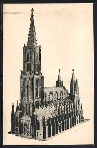 AK Laubsägearbeit des Ulmer Münsters von A. Scherk