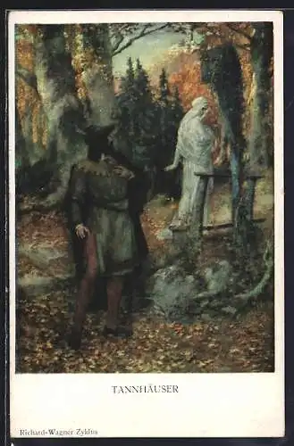 AK Tannhäuser und Elisabeth im Walde unterhalb der Burg
