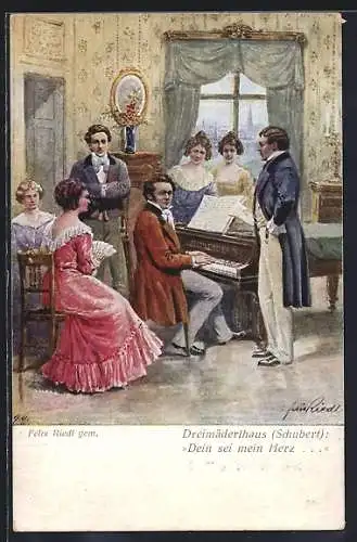 AK Szene aus Schubert`s Dreimäderlhaus: Dein sei mein Herz...