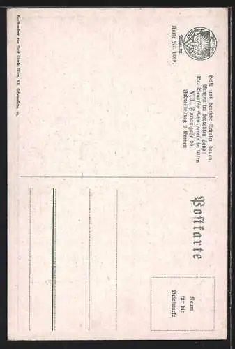 Künstler-AK Karl Friedrich Gsur, Deutscher Schulverein NR 1069: Liedzeile Wenn`s Mailüfterl weht...