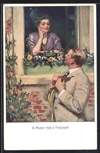 Künstler-AK Clarence F. Underwood: A Pansy for a Thought