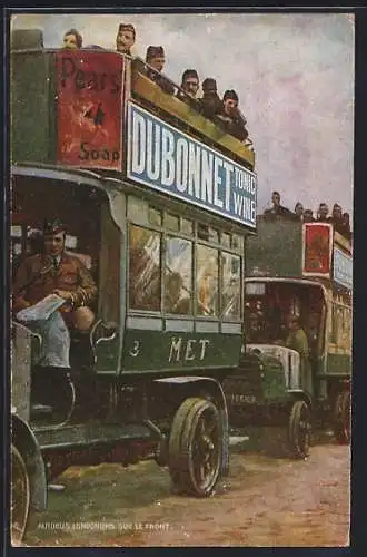 AK Britischer Autobus mit Soldaten