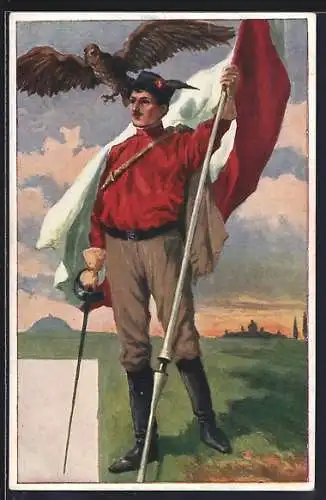 Künstler-AK Turner mit Fahen und Adler, Sokol