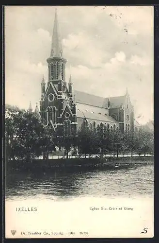 AK Ixelles, Eglise Ste. Croix et Etang