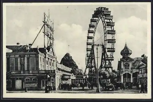 AK Wiener Prater, Riesenrad und Hochschaubahn