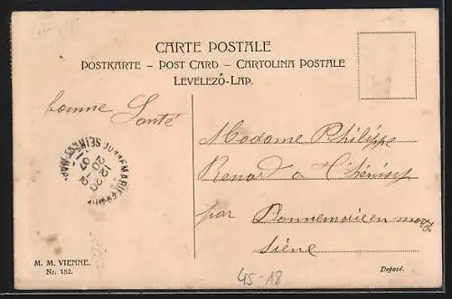 Künstler-AK Frau steight aus einem Boot ans Ufer