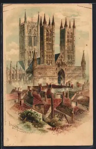 Künstler-AK Lincoln, Minster from the Castle Tower