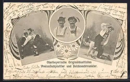 AK Oberbayerische Originalduettisten, Preisschuplattler und Holzknechtrankler