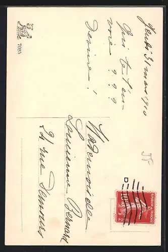 AK Kleines Mädchen steht auf einem Karren voller Fisch um die Post einzuwerfen, 1. April