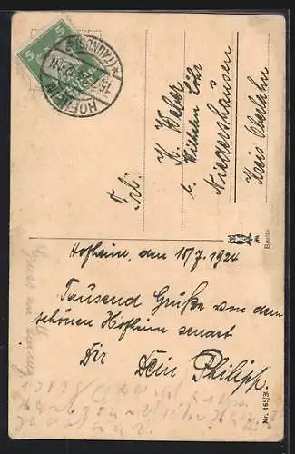 AK Kind mit Brief zu einem Briefkasten schauend