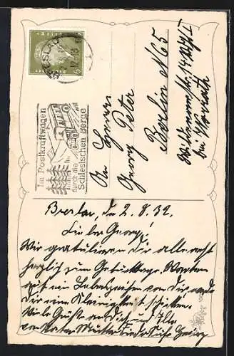 Künstler-AK Postbote bring einen Brief, Geburtstagswünsche