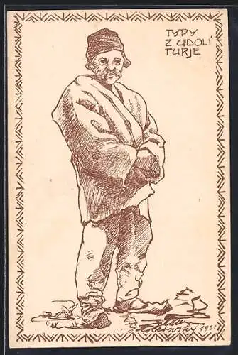 AK Ukrainer mit Zipfelmütze, Portrait
