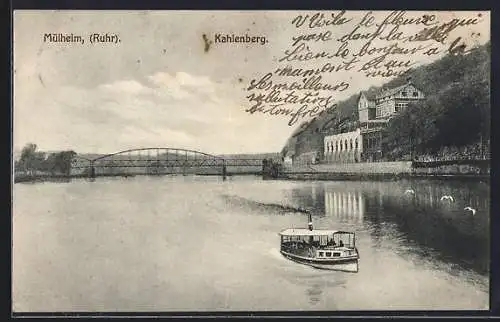 AK Mülheim /Ruhr, Kahlenberg mit Dampfer