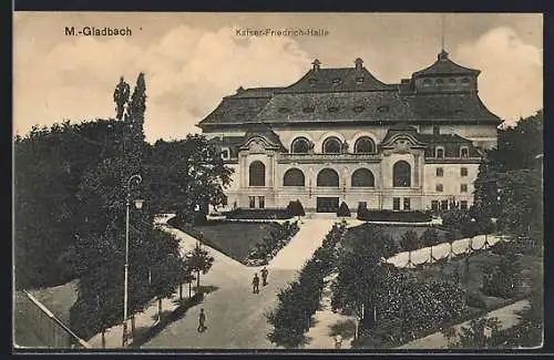 AK M.-Gladbach, Kaiser-Friedrich-Halle mit Park