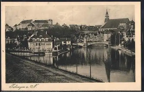 AK Tübingen a. N., Teilansicht mit Kirche und Brücke