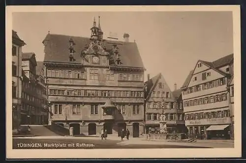 AK Tübingen, Marktplatz mit Rathaus