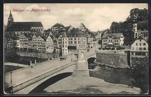 AK Tübingen, Strassenpartie mit Neckarbrücke