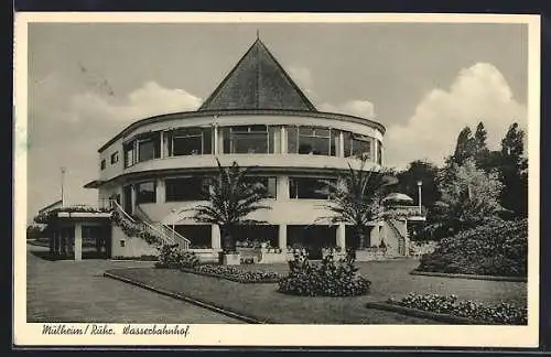 AK Mülheim /Ruhr, Wasserbahnhof mit Palmen