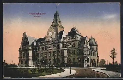 AK Recklinghausen, Totalansicht vom Rathaus