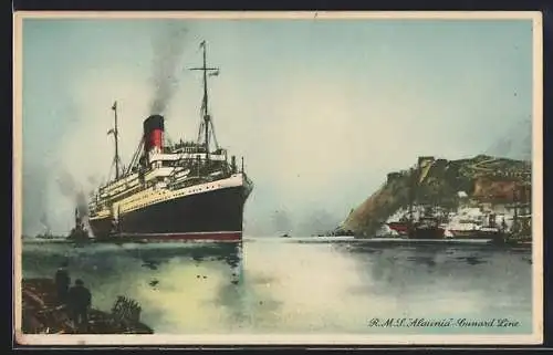 AK Passagierschiff RMS Alaunia fährt in die Bucht ein, Cunard Line