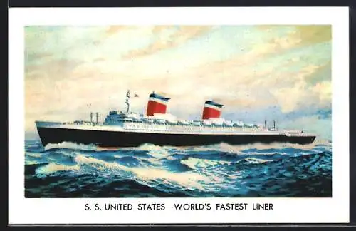 AK Passagierschiff SS United States auf stürmischer See