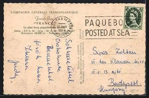 AK Passagierschiff France, French Line