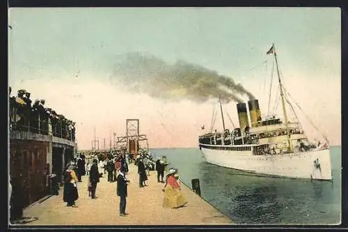 AK Cuxhaven / Nordsee, Abfahrt des Turbinendampfers Kaiser