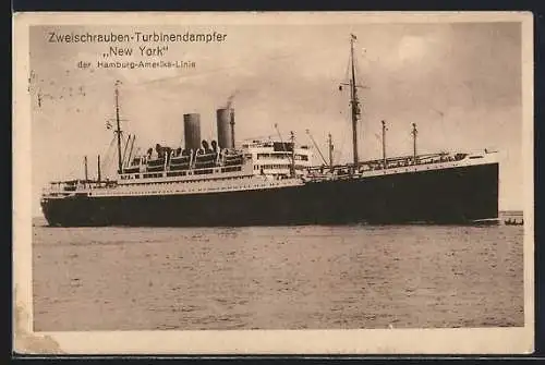 AK Zweischrauben-Turbinendampfer New York ankernd