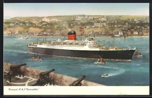 Künstler-AK Passagierschiff RMS Carinthia der Cunard Line aus der Ferne
