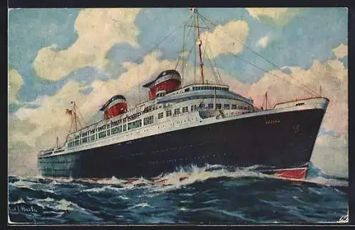 Künstler-AK Passagierschiff America auf hoher See