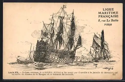 Künstler-AK Segelschiff Soleil Royal unter vollen Segeln