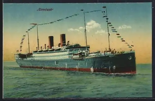AK Passagierschiff Cleveland mit Beflaggung