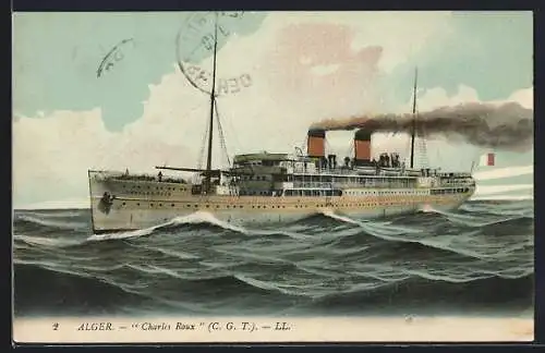 AK Dampfer Charles Roux in voller Fahrt