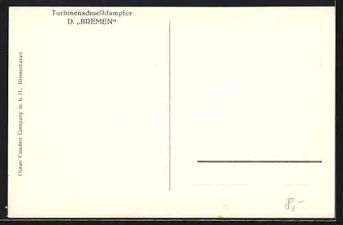 AK Turbinen-Schnelldampfer Bremen in voller Fahrt