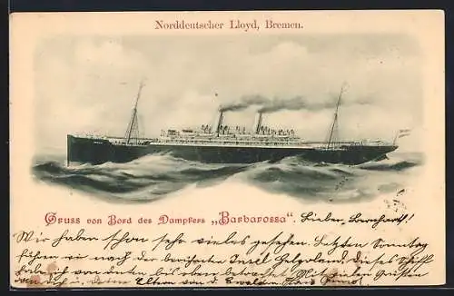AK Dampfer Barbarossa des Norddeutschen Lloyd