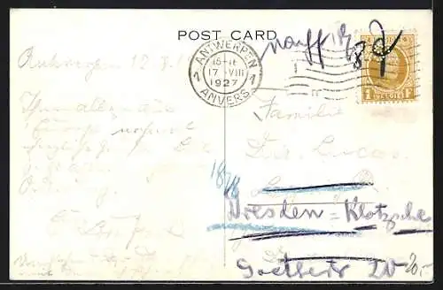 Künstler-AK Passagierschiff Belgenland bei Wellengang auf See, Red Star Line