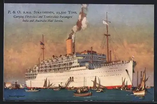 Künstler-AK Passagierschiff R. M. S. Stratheden in Fahrt