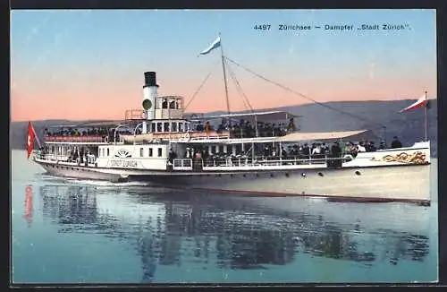 AK Zürichsee, Dampfer Stadt Zürich