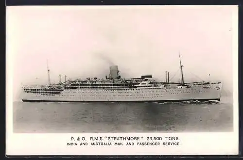 AK P. & O. Passagierschiff R. M. S. Strathmore, India and Australia Mail and Passenger Service