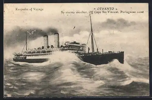 AK Dampfer Otranto in stürmischer See