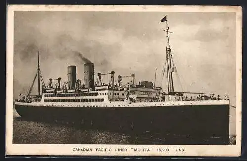 AK Canadian Pacific Liner Melita unter Volldampf, Passagierschiff