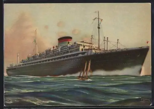 AK Passagierschiff M. N. Neptunia auf hoher See