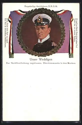 Künstler-AK Kapitänleutnant Weddigen, Kommandant U 9