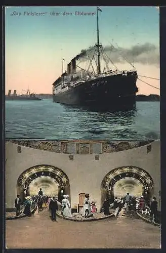 AK Passagierschiff Cap Finisterre über dem Elbtunnel