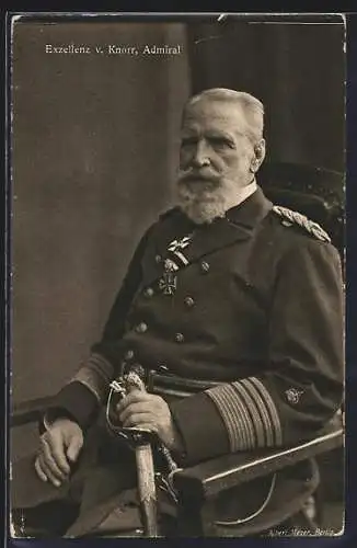 AK Admiral Eduard von Knorr in Uniform mit Säbel