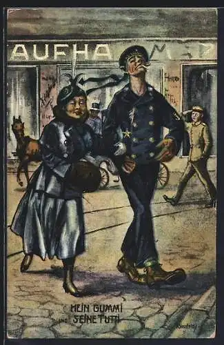 Künstler-AK Matrose mit Frau im Arm