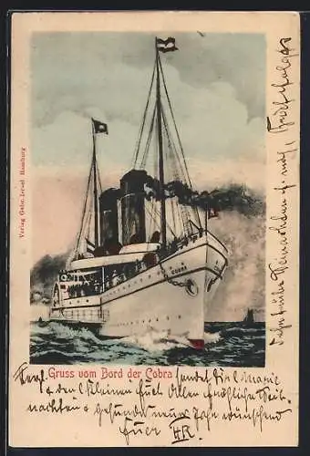 AK Dampfer Cobra in voller Fahrt