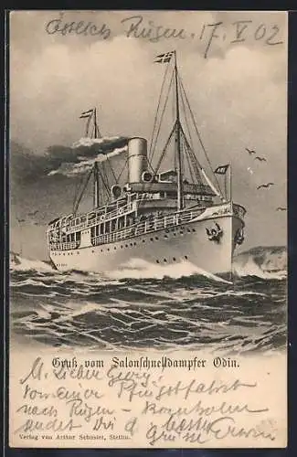 AK Passagierschiff Odin in voller Fahrt