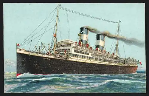 Künstler-AK Piroscafo Duilio auf hoher See