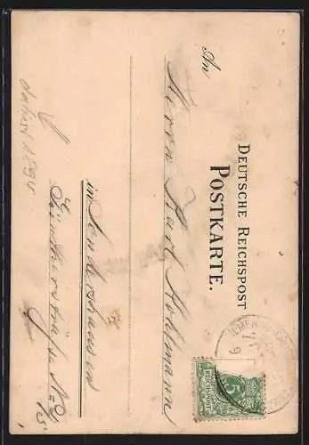 Lithographie Langewiesen, Restaurant Felsenkeller mit Besuchern